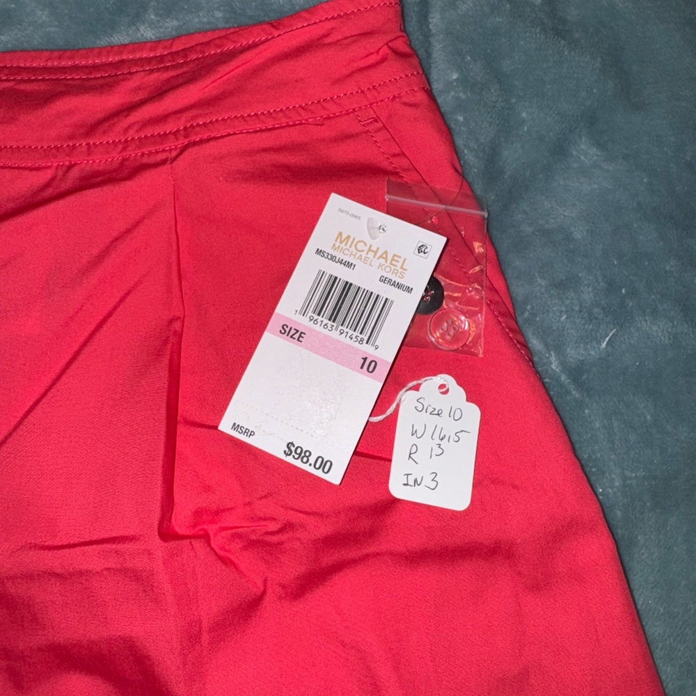 Micheal Michael Kors Red Bermuda Shorts Casual Lightweight Design, Size 10 - Picture 2 of 5